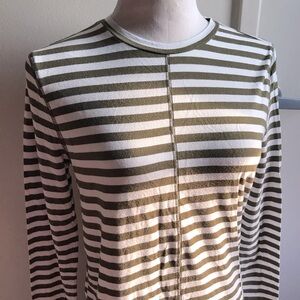 Banana Republic Olive and White Striped Top S/P